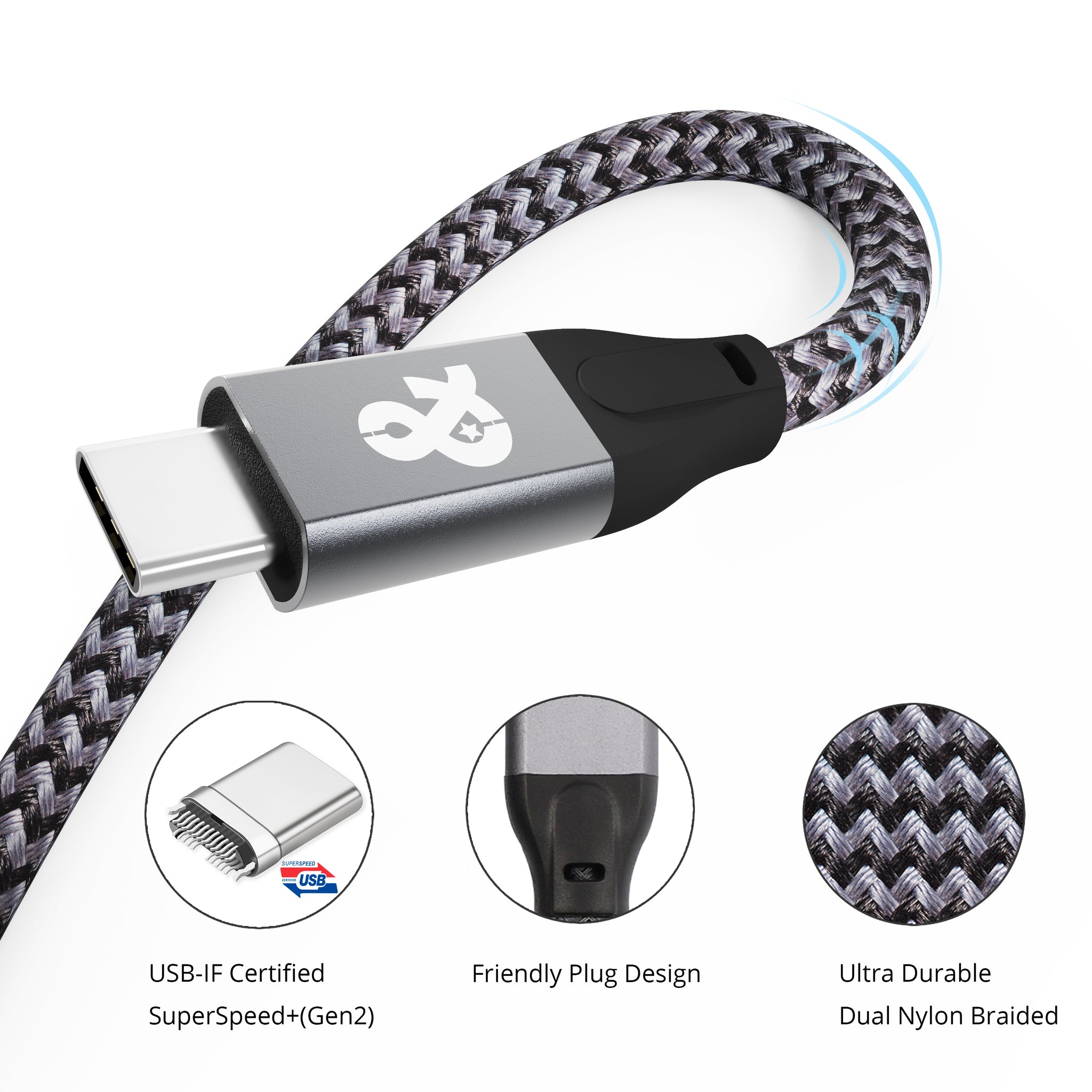 ANDNOVA USB 3.1 Gen2 Cable 3.3 ft